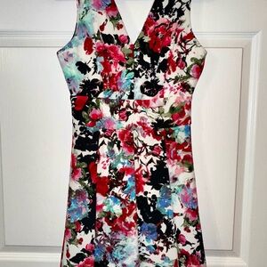 Haute Monde Sleeveless V-Neck Midi Dress in White, Red, Blue, Black